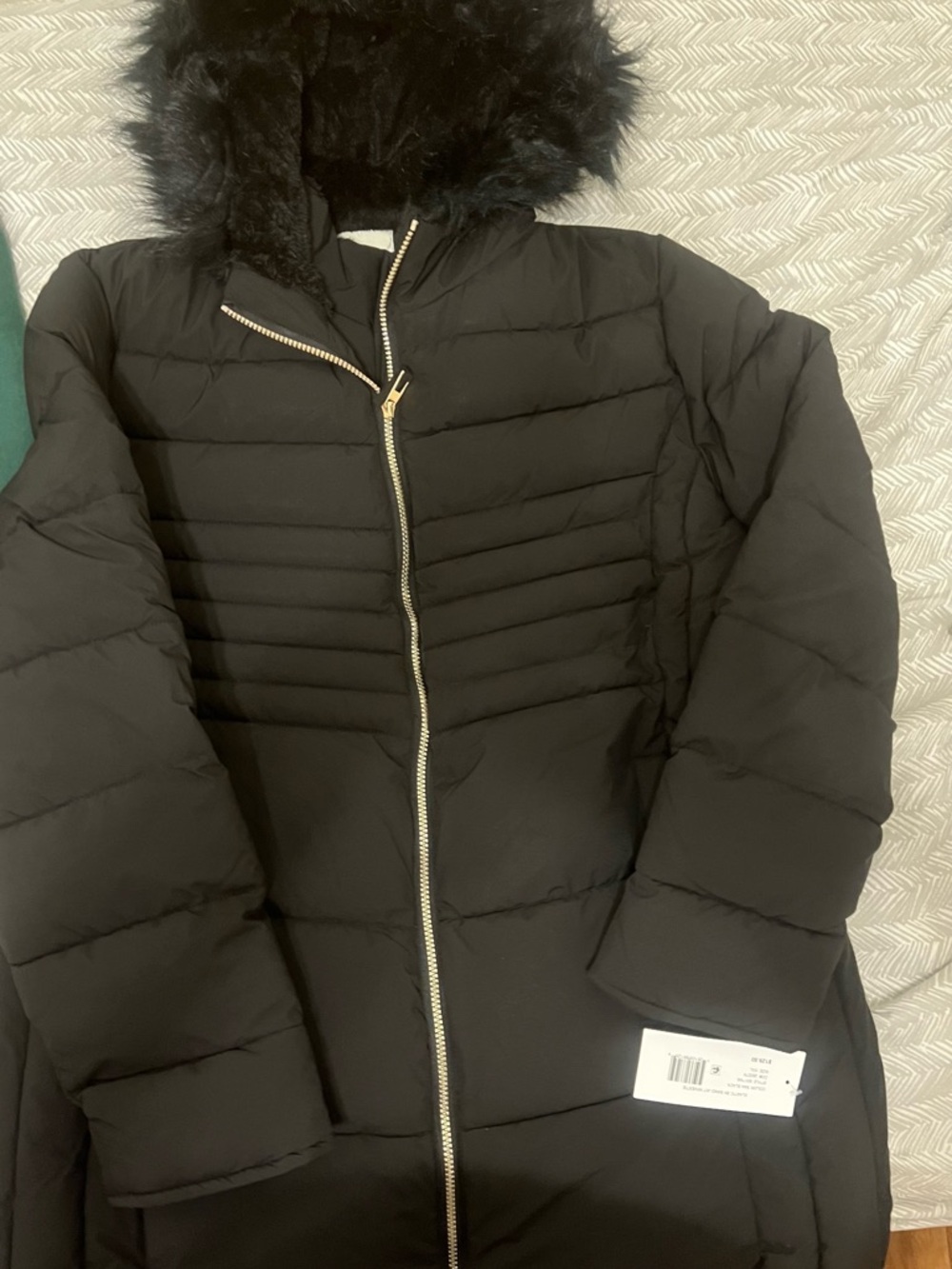 Maralyn & Me Black Faux-Fur Hooded Puffer Coat